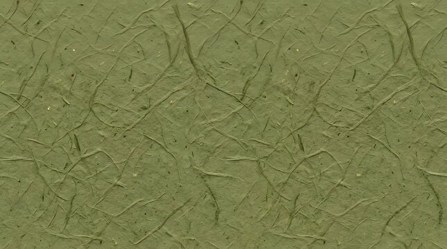 Muted olive green paper texture background. Natural fibrous craft paper surface pattern.