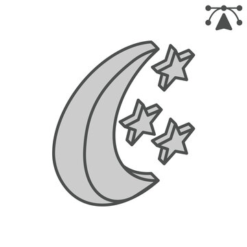 Lunar eclipse isometric icon, halloween concept. Vector graphics. Part of the luminous ball, night moon sky sign and editable stroke, outline style icon for mobile or web design.