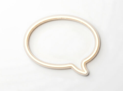Glowing neon speech bubble sign isolated on white background