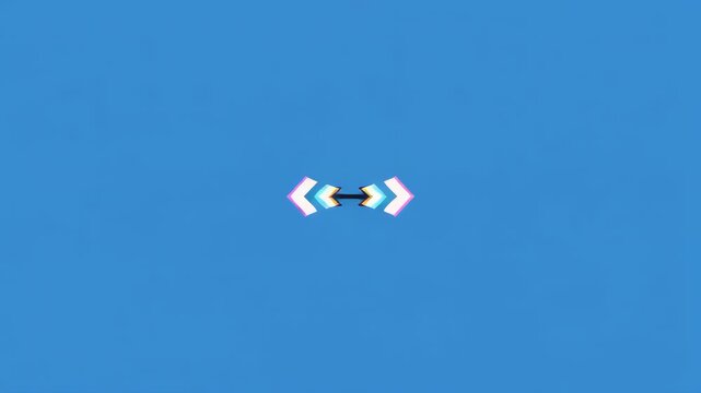 Animated arrows pointing inward and outward on blue background with subtle movement