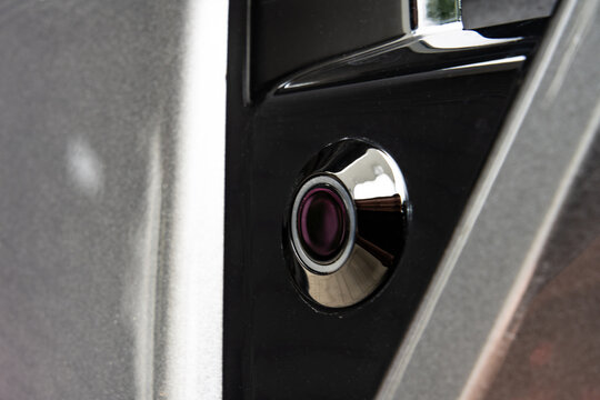 Car Parking Sensor Close Up On Front Bumper For Driver Assistance And Safety
