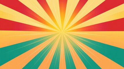 Obraz premium Retro style colorful sunburst background with vibrant radial rays and warm sunlight effect pattern design for graphic elements