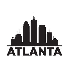 Obraz premium Atlanta Skyline Silhouette Against White Background Cityscape Representation
