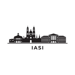Fototapeta premium Iasi Skyline Silhouette Against White Background Cityscape Representation