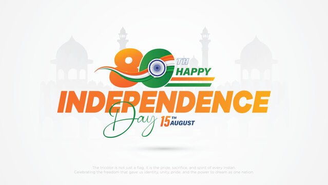 80th India Independence Day Typography Poster With Tricolor Ashoka Chakra Design