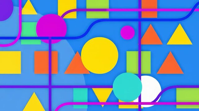 colorful geometric shapes animation transition sequence
