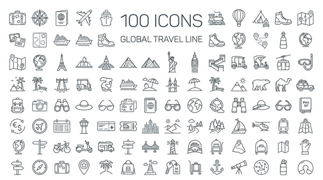 A Comprehensive Set of Vector Icons for Travel and Global Navigation Enhancing Your Visual Communication