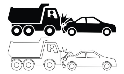 Fototapeta premium Dump Truck Collision With Car Accident Illustration