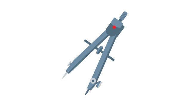 Classic metal geometry drawing compass tool for precise drafting and technical drawing isolated on a white background.