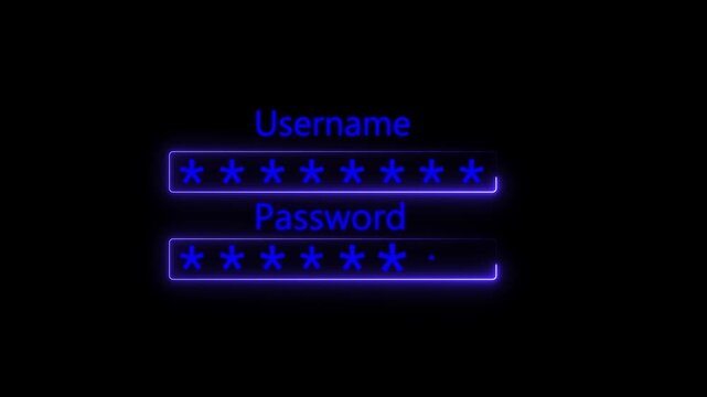 Simple computer display enter your password box prompt, username, motion graphic user credentials data input, futuristic, smart tech, biometric account portal permission, 4k video..