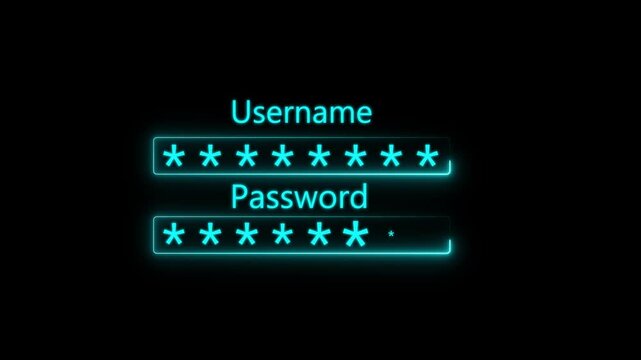Simple computer display enter your password box prompt, username, motion graphic user credentials data input, futuristic, smart tech, biometric account portal permission, 4k video..
