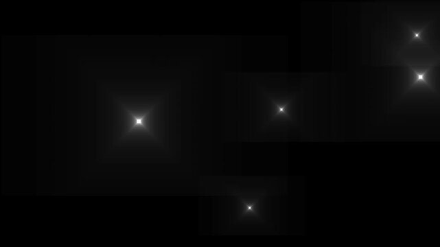 Lots of paparazzi camera flashes on black background. Camera flashes light animation overlay. random bright blinking lights. Photographer camera flashes. Flashing lens flares. Seamless loop