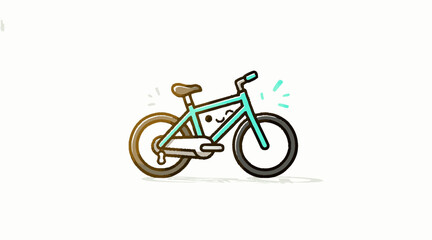 Fototapeta premium Cute anthropomorphic green mountain bike with smiling face