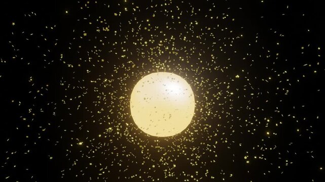 Golden Glowing Moon With Star Particles Black Background               

Full Moon Surrounded By Cosmic Dust Motion Graphics         