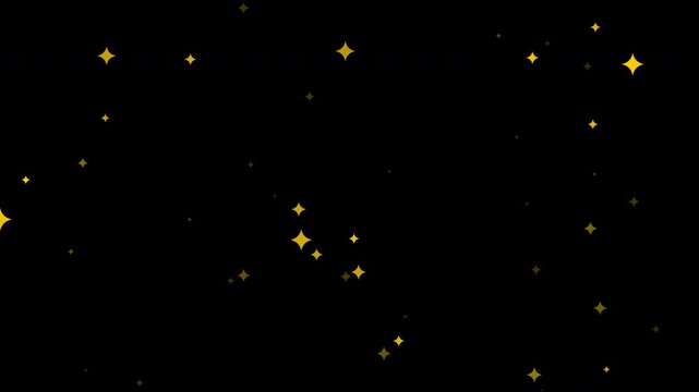 Golden celestial lights twinkle in infinite night space, perfect for backgrounds or illustrations with a magical or cosmic theme.