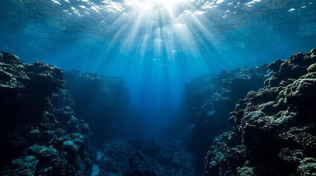 Underwater Blue Abyss With Sunlight Underwater Ocean With Sunlight - Diving And Scuba Background background  Underwater Blue Abyss Sunlight Ocean Diving Scuba Background Aquatic Marine