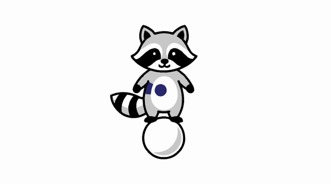 Cute raccoon balancing on a ball.