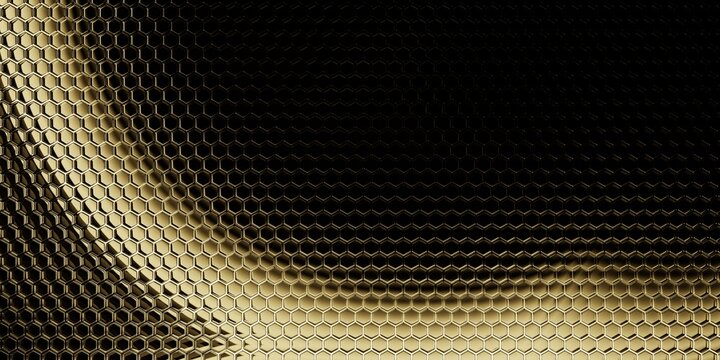 Abstract Gold Metallic Technology Background with Hexagonal Pattern
