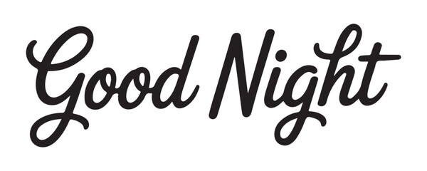 Good night handwritten typography script lettering for night sleep greeting card design elements. © Lima