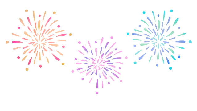 淡い色の花火のイラスト