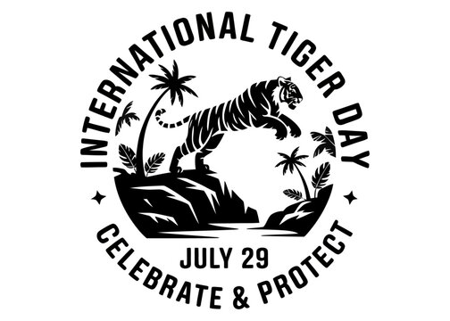 International Tiger Day Celebrate and Protect Typography Vector Illustration