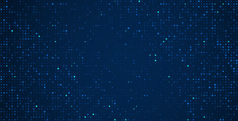 Fototapeta na wymiar Digital technology background. Digital data dots blue pattern pixel background