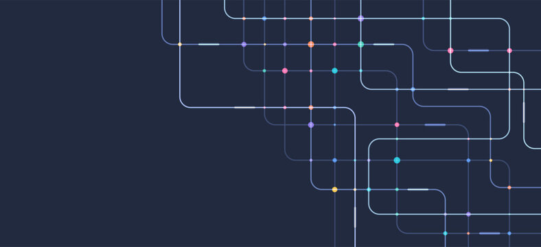 Circuit connect lines and dots. Network technology and Connection concept. Decentralized network nodes connections