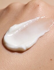 Fototapeta premium White Body Lotion Cream Smear on Skin in Soft Beauty Macro Texture