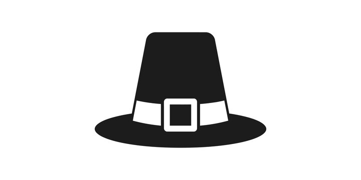 Traditional pilgrim hat icon with buckle for Thanksgiving holiday celebration