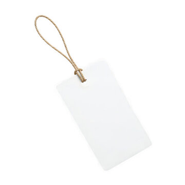 Blank white paper price tag with a brown jute string