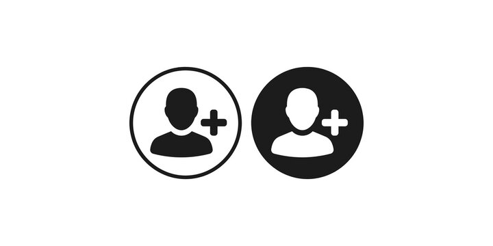 Add user profile interface icons with plus sign for new account registration