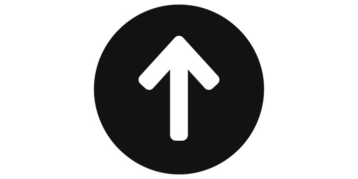 Black Upward Arrow Icon in Circle Isolated on Transparent Background