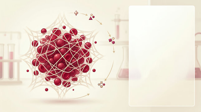 Microscopic view of fibrin threads forming a mesh network