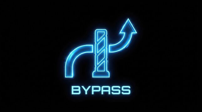 Bypass Solution Icon. Alternative Route Strategy. Problem Solving Concept. Digital Directional Sign.
