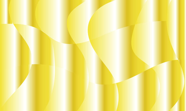 Abstract golden yellow geometric background with smooth flowing wave shapes and metallic gradient Vector, illustration