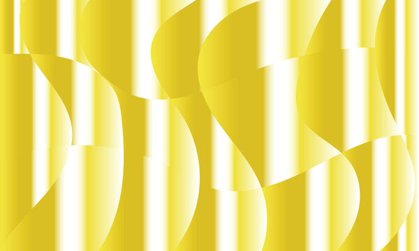 Abstract yellow background with smooth wavy shapes and bright vertical light stripes pattern Vector, illustration