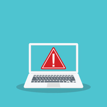 Laptop Security Warning Alert with Critical Error Notification on Computer Screen