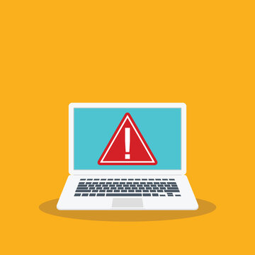 Laptop Security Warning Alert with Critical Error Notification on Computer Screen