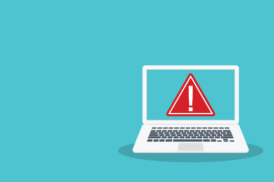 Laptop Security Warning Alert with Critical Error Notification on Computer Screen