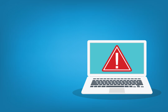 Laptop Security Warning Alert with Critical Error Notification on Computer Screen