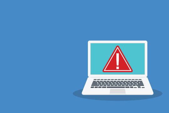 Laptop Security Warning Alert with Critical Error Notification on Computer Screen