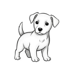 Fototapeta premium Black and White Cartoon Puppy on White Background for Children S Book Illustration