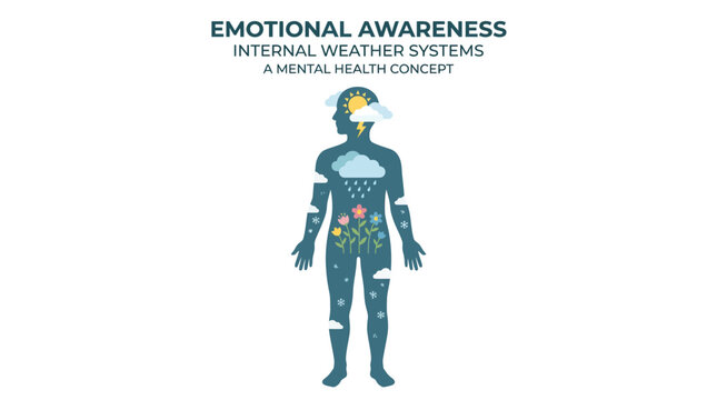 Human silhouette showing mental health and emotional awareness concept.