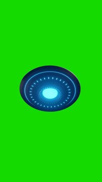 Flying saucer rotate animation. Realistic UFO rotate animation on green background. Full HD. 4K