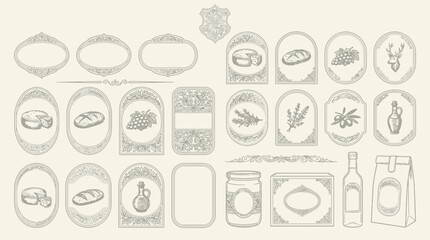 Fototapeta premium Ornate Vintage Labels & Packaging Elements - Food & Beverage Related
