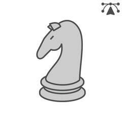 Knight isometric icon, chess game concept. Vector graphics. Chess horse, unexpected maneuver sign and editable stroke, outline style icon for mobile or web design. © iconqueen
