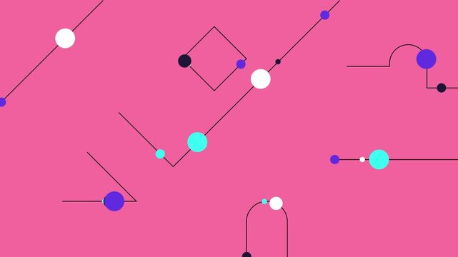 Abstract motion background with geometric lines. Digital tech pattern with moving dots.