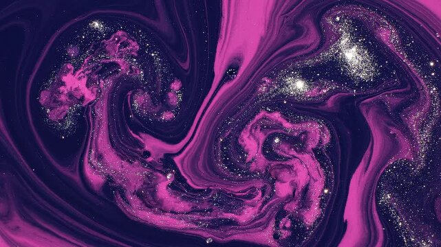 Luxury Purple Abstract Fluid Ink Motion with Glitter Cosmic Marble Texture Seamless Animated Background for Premium Design and Digital Visual Effects