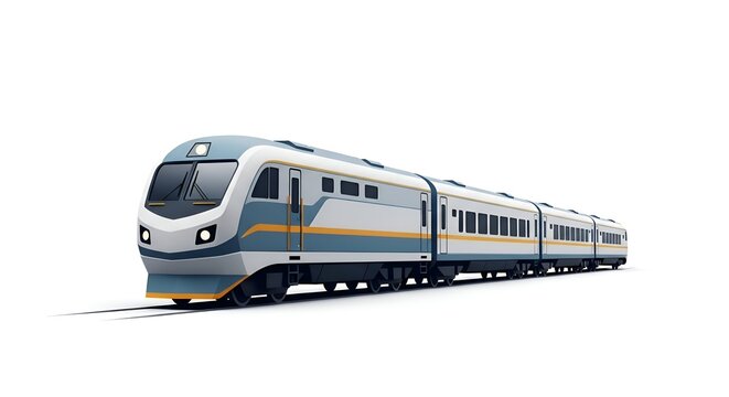 Sleek and Dynamic Passenger Train Illustration on White Background for Efficient Urban and Intercity Transportation