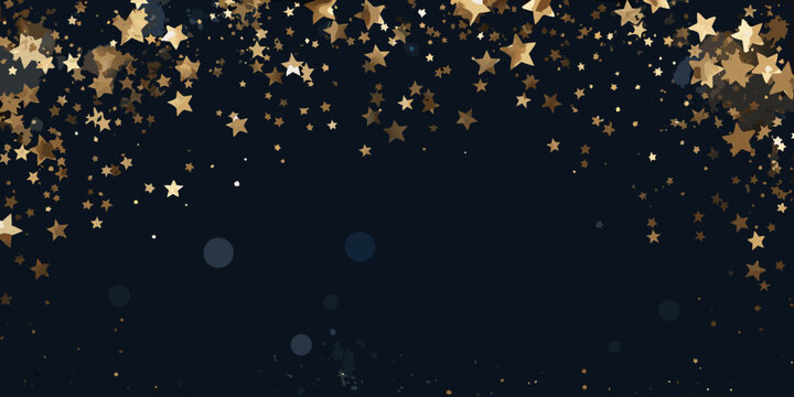 Golden stars and dark blue circles a vector pattern background